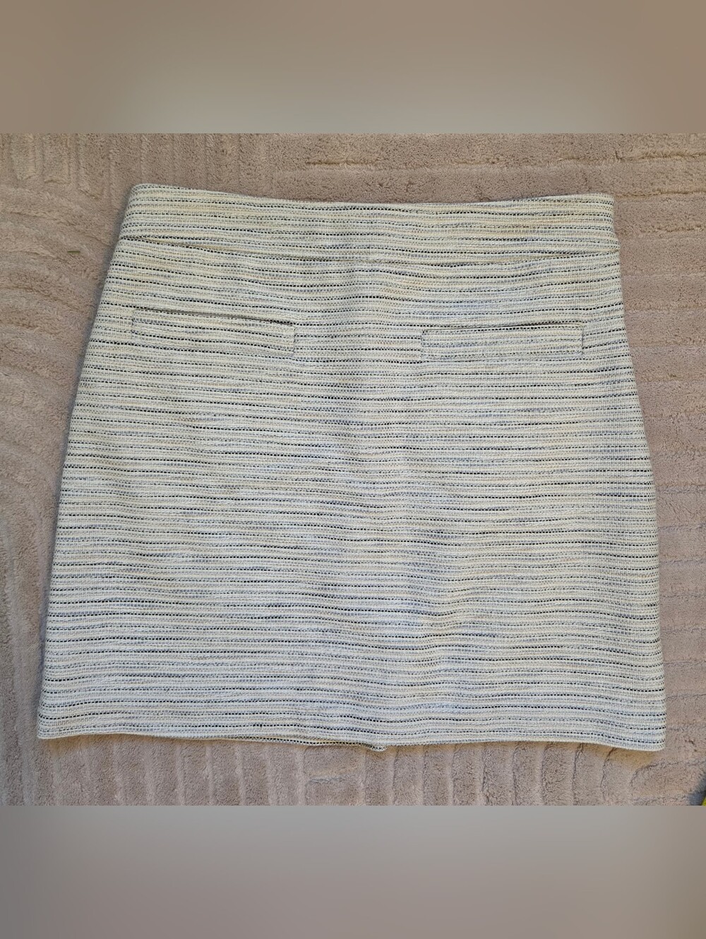 LOFT Cream and Black Striped Mini Skirt 6